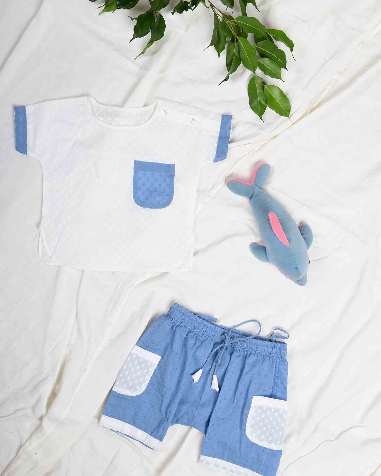 BLUE AND WHITE BABY SET