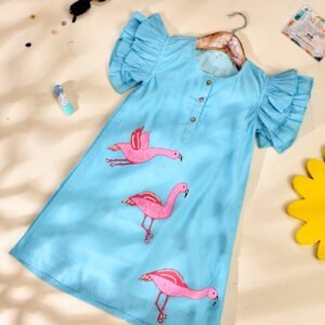 Flamingo Knee Length Dress With Sequence Work