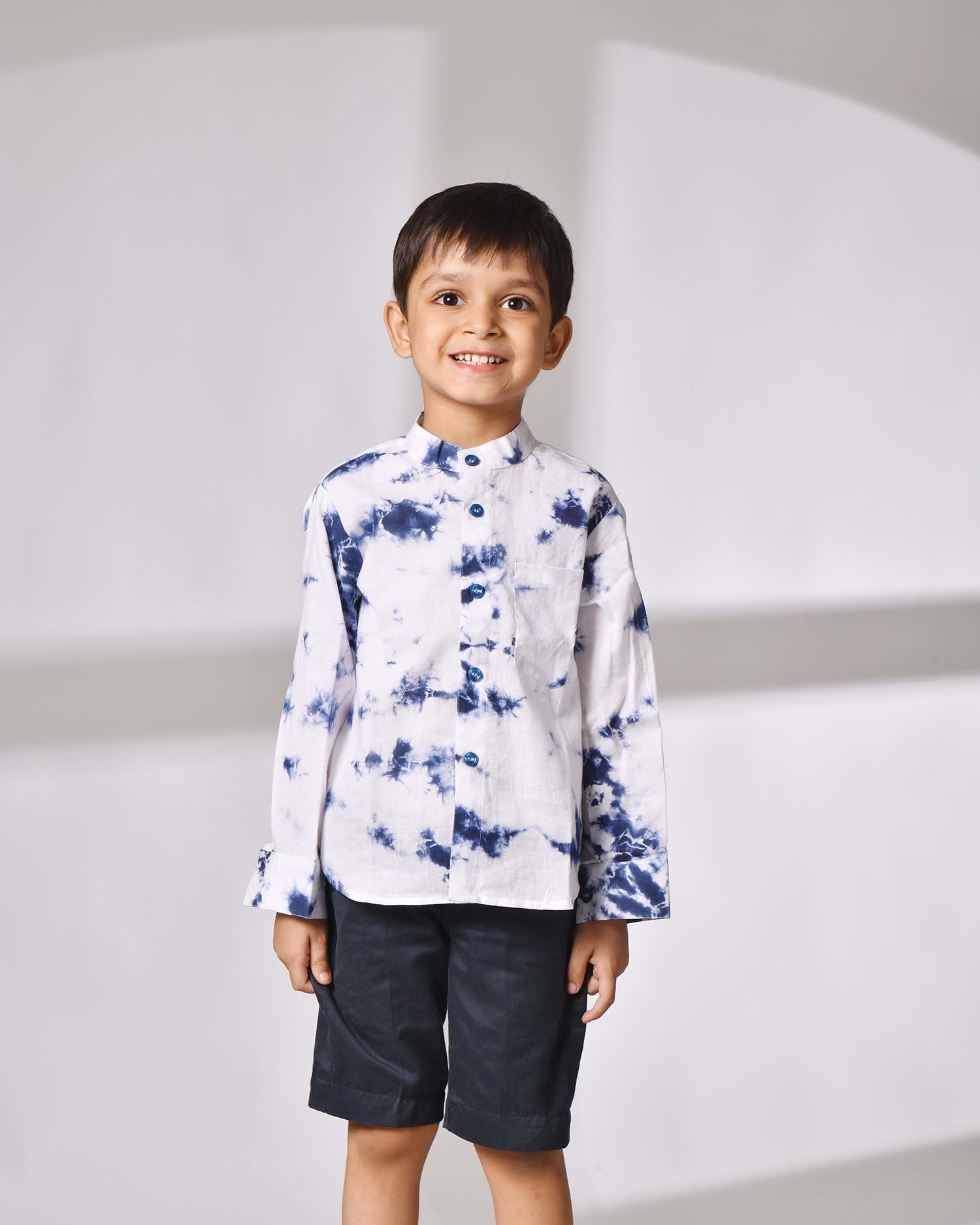 Fit Tie-Dyed Blue Casual Shirt