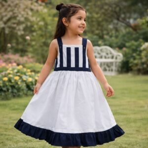 White & Black Cotton Frock